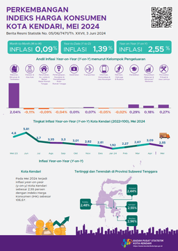 Inflasi Mei 2024 Kota Kendari Sebesar 2,55 Persen Y-On-Y